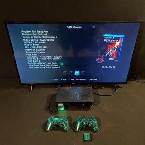 Playstation 2 Ps2 4TB Drive Hdmi 2 Emerald Green Controllers +Accessories